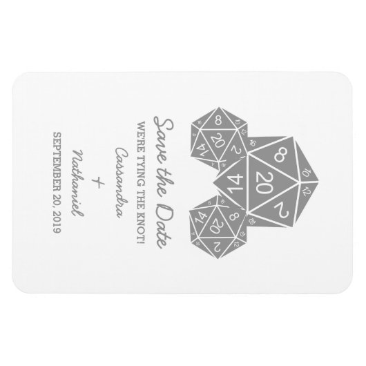 Gray D20 Dice Speichern Sie das Datumsfenster Magnet (Horizontal)