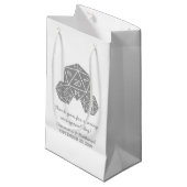 Gray D20 Dice Wedding Gift Bag Kleine Geschenktüte (Vorderseite Schrägansicht)