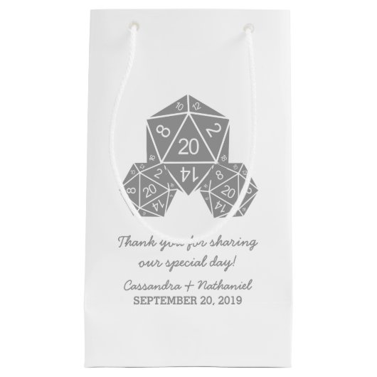 Gray D20 Dice Wedding Gift Bag Kleine Geschenktüte (Vorderseite)