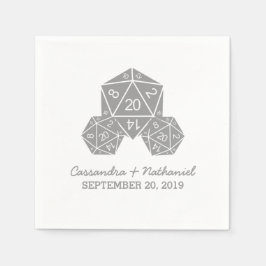 Gray D20 Dice Wedding Paper Napkins Serviette