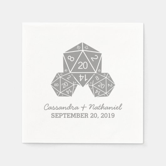 Gray D20 Dice Wedding Paper Napkins Serviette (Vorderseite)