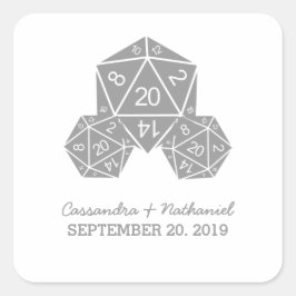 Gray D20 Dice Wedding Stickers