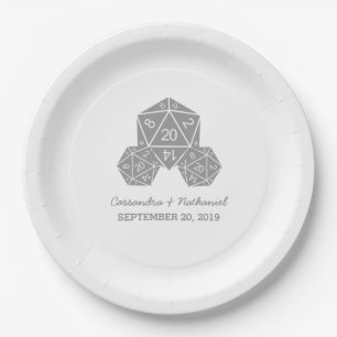 Gray D20 Würfel Hochzeitspapier-Teller Pappteller