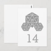 Gray D20 Würfel Tischnummer Postkarte (Vorne/Hinten)