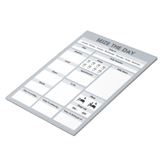 Gray Daily Planner | ADHD Productivity Planner Notizblock (angewinkelt)