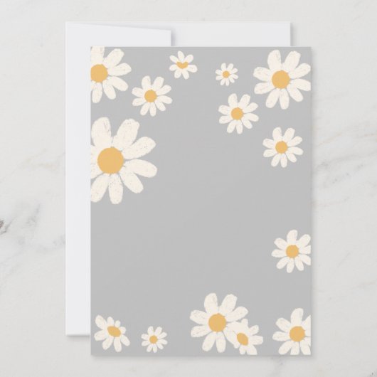 Gray Daisy Hello Baby Retro Boho Baby Dusche Einladung (Rückseite)