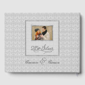 Gray Damask 25th SIlver Jubiläum mit Foto Gästebuch (Rückseite)