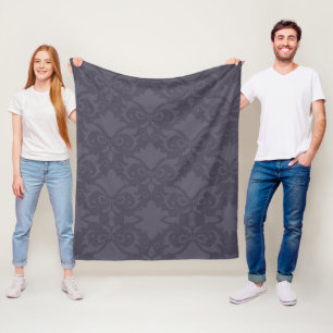Gray Damask Bows Fleecedecke