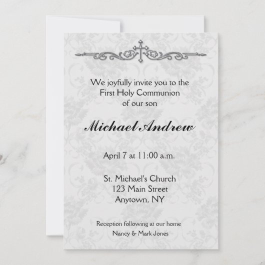 Gray Damask Einladung (Vorderseite)