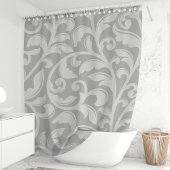 Gray Damask Floral Vine Duschvorhang