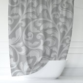 Gray Damask Floral Vine Duschvorhang