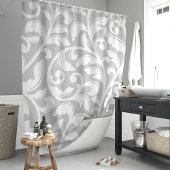 Gray Damask Floral Vine Duschvorhang