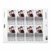 Gray Damask Foto Wedding Labels (Vorne)
