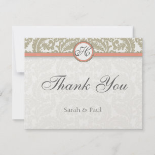 Gray Damask mit Coral & Gray Wedding Danke