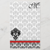 Gray Damask Monogram 100% Gerecycelt Papier (Vorderseite)