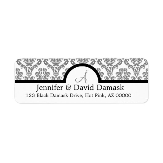 Gray Damask Monogram Labels (Vorne)
