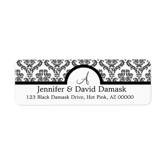 Gray Damask Monogram Labels (Vorne)