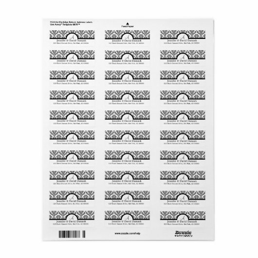 Gray Damask Monogram Labels (Vorne)
