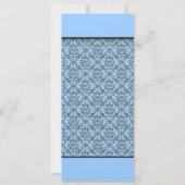 Gray Damask on Aqua Blue Wedding Einladung (Rückseite)