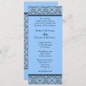Gray Damask on Aqua Blue Wedding Einladung (Vorne/Hinten)