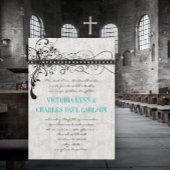 Gray Damask Renaissance Wedding Foto Einladung