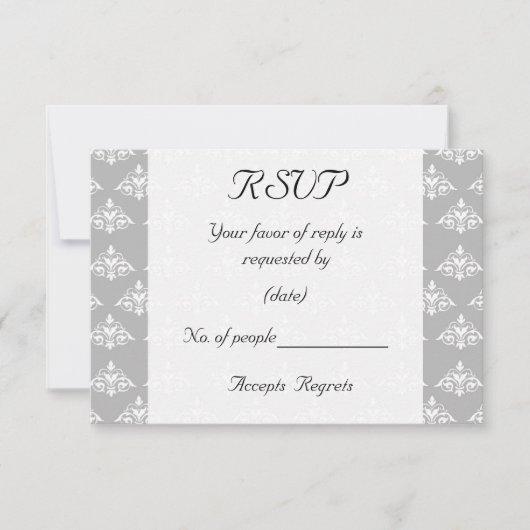 Gray Damask RSVP Card Karte (Vorderseite)