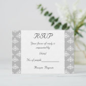 Gray Damask RSVP Card Karte (Stehend Vorderseite)