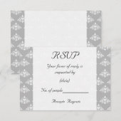 Gray Damask RSVP Card Karte (Vorne/Hinten)
