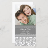Gray Damask Save the Date Hochzeit Foto Cards (Vorne/Hinten)