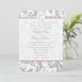 Gray Damask Sweet Lilac Hochzeitseinladungen Einladung (Stehend Vorderseite)