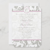 Gray Damask Sweet Lilac Hochzeitseinladungen Einladung (Vorderseite)