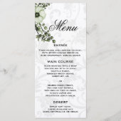 Gray Damask und Green Bouquet Boho Wedding Menükarte (Vorderseite)