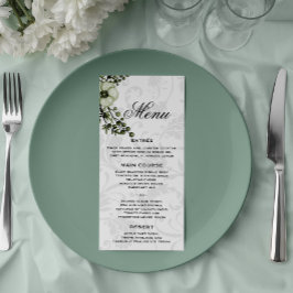 Gray Damask und Green Bouquet Boho Wedding Menükarte