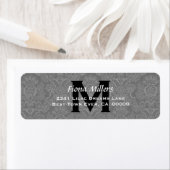 Gray Damask Wedding Monogram Address Label V11 (Insitu)