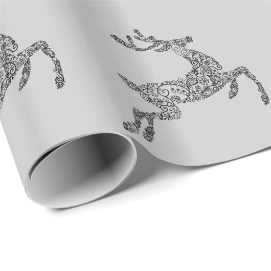 Gray Deer Christmas Geschenkpapier (Rolleneckpunkt)