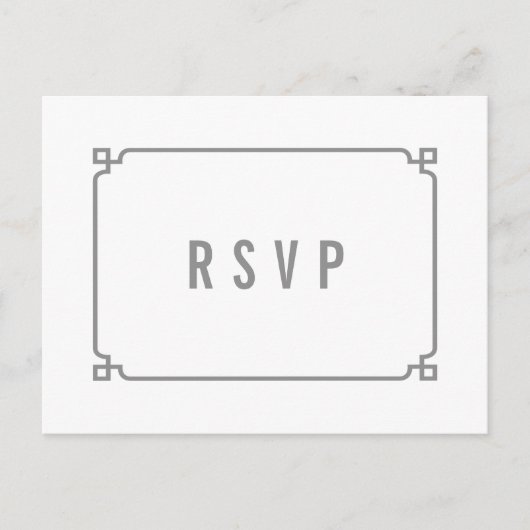 Gray Deko Chic Wedding RSVP Postcard Einladungspostkarte (Vorderseite)
