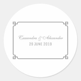 Gray Deko Chic Wedding Runder Aufkleber