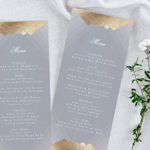 Gray Deko Geometric Gold Gatsby Wedding Menükarte
