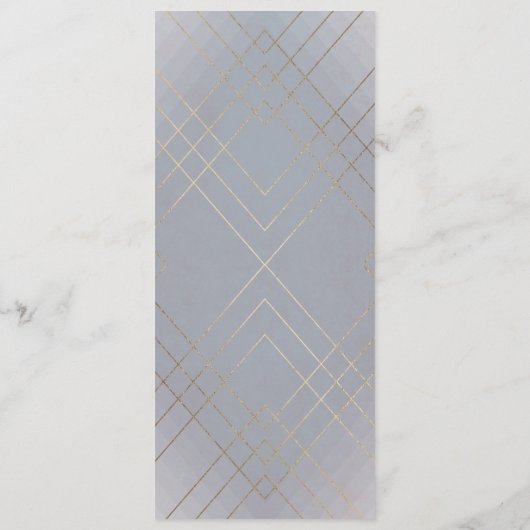 Gray Deko Geometric Gold Gatsby Wedding Menükarte (Rückseite)