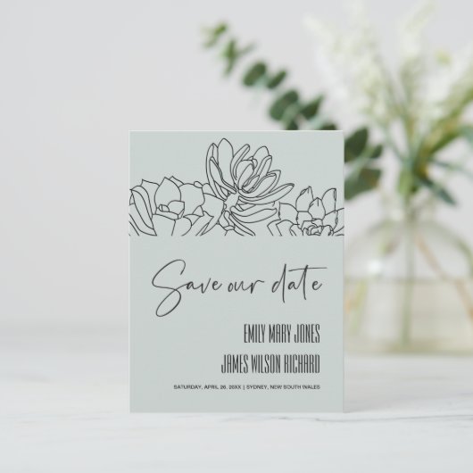 GRAY DESERT CACTI ERFOLGREICHE SKETTE SAVE THE DAT ANKÜNDIGUNGSPOSTKARTE (Stehend Vorderseite)