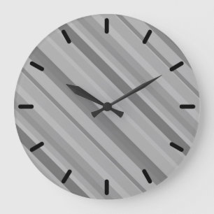 Gray diagonale Streifen Große Wanduhr
