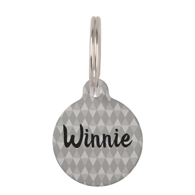 Gray Diamond Pattern Haustiermarke (Vorderseite)