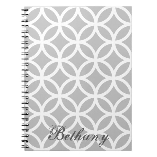 Gray Diamond Pattern Personalized Notebook Notizblock (Vorderseite)