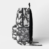 Gray Dino Pattern D Gray BG Bedruckter Rucksack (Rechts)