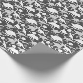 Gray Dino Pattern D Gray BG Geschenkpapier (Ecke)