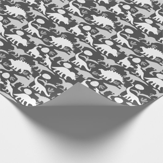 Gray Dino Pattern D Gray BG Geschenkpapier (Ecke)