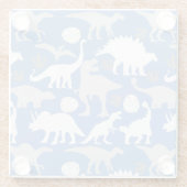 Gray Dino Pattern L Blue BG Glasuntersetzer (Rückseite)
