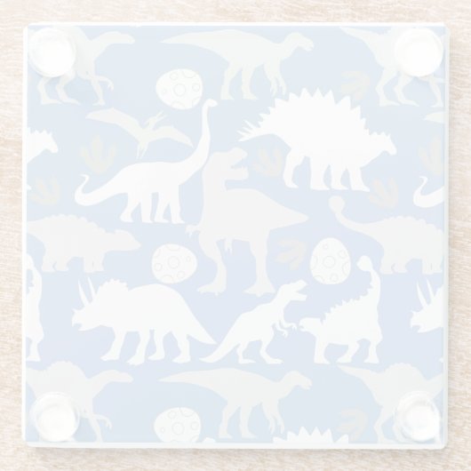 Gray Dino Pattern L Blue BG Glasuntersetzer (Rückseite)