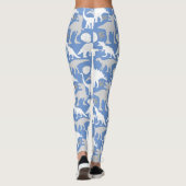 Gray Dino Pattern L Blue BG Leggings (Rückseite)