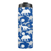 Gray Dino Pattern L Blue BG Thermosbecher (Vorderseite)
